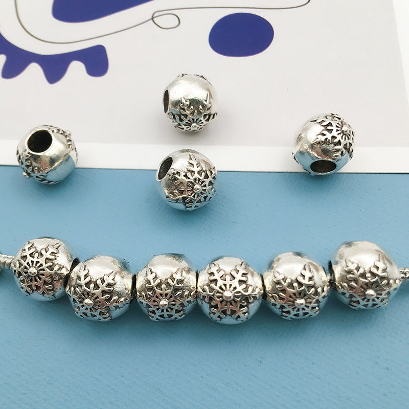 Christmas Series Large Hole Metal Beads Silver Tone Zinc Alloy 1pc 9