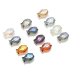 Electroplated Fish Glass Beads 10x14mm Japanese Style Perforated 30pcs 2