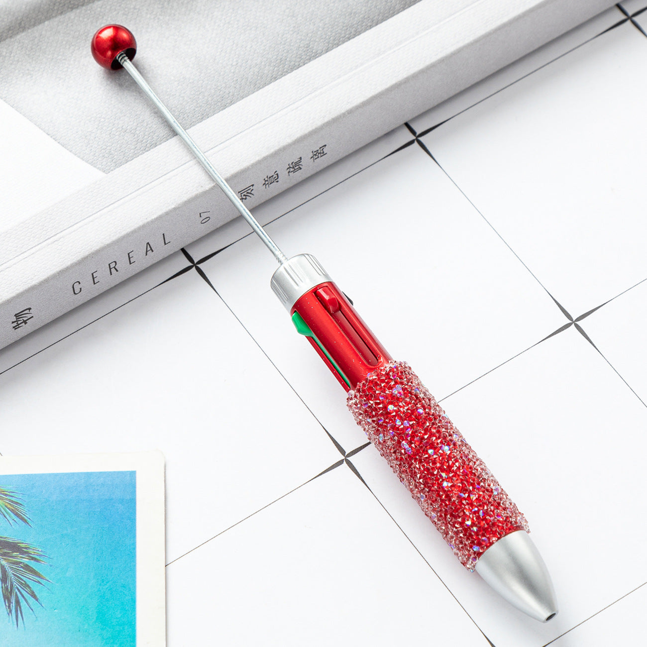Beadable Pen Four Color Plastic Sugar Bead Design 4 In 1 10