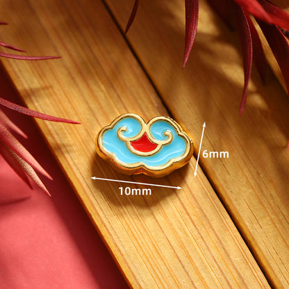 Cloud Metal Beads 14*9 12*8 10*6mm Enamel Alloy 100pcs 13