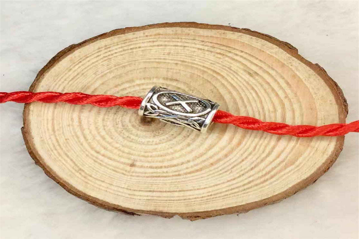 Tube Metal Beads Viking Note Patterned Silver Tone 100pcs 18