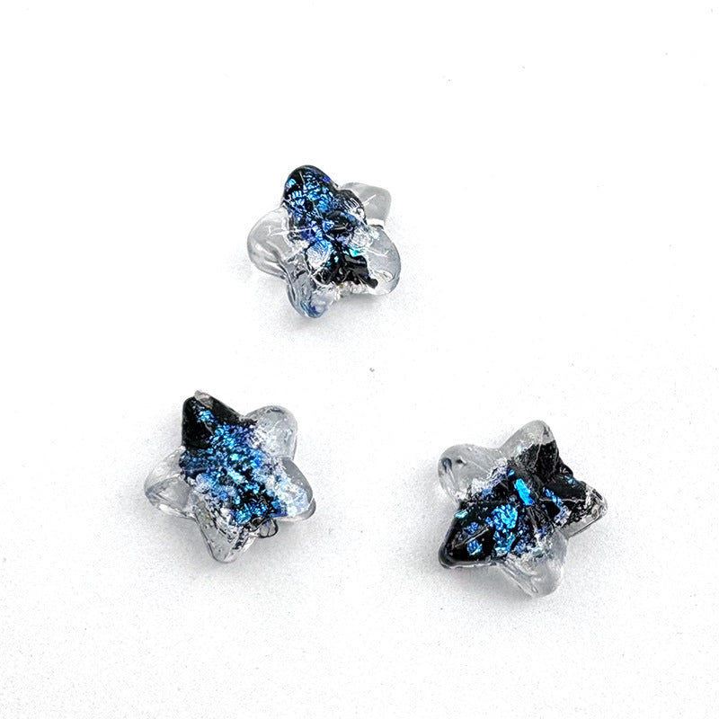 Lampwork Glass Beads Star Pattern Geometric Shapes Celestial 10pcs 5