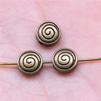 Flat Metal Beads 8mm Spiral Threaded Pattern Antique Silver Tone 50pcs 6