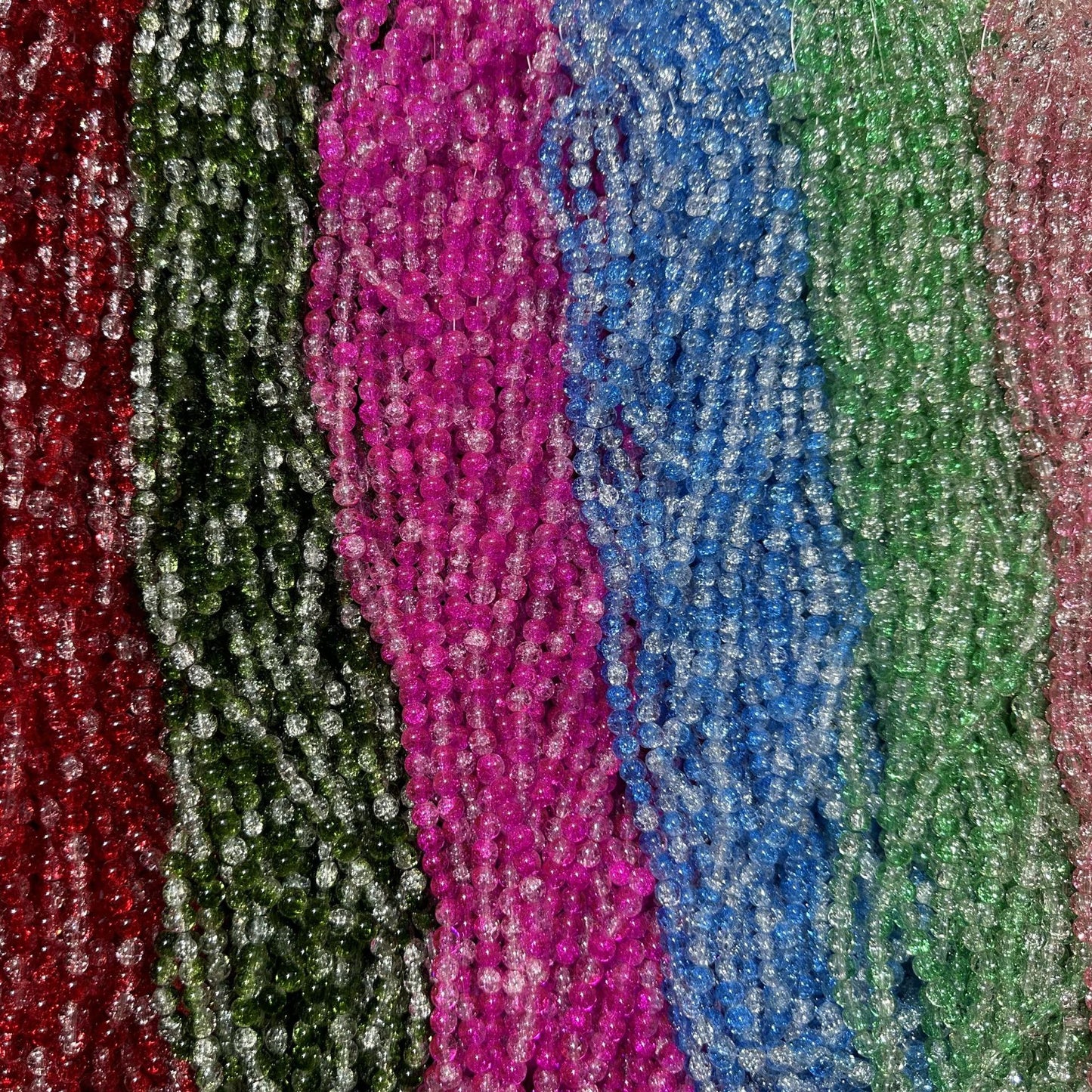 Crackle Glass Beads Round 8mm Dual Color Explosion 10 Strands