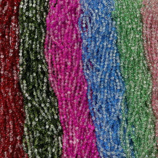 Crackle Glass Beads Round 8mm Dual Color Explosion 10 Strands