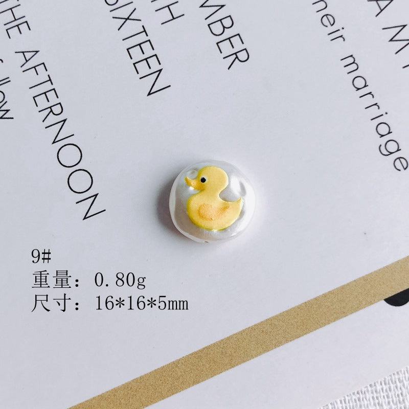 Hand Painted Irregular Shaped Acrylic Beads Imitation Pearl 10pcs 13