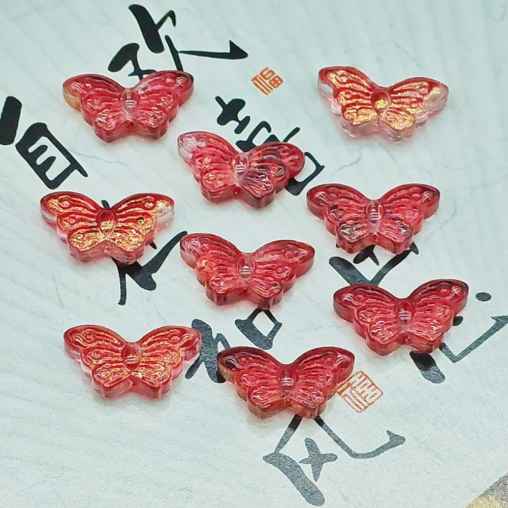 Butterfly Glass Beads 15x10mm Colored Transparent 25pcs 6