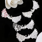 Angel Crown Wing Alloy Rhinestone Beads 25x53mm Detailed 4pcs 3