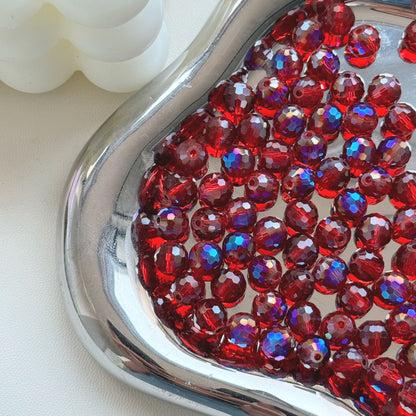 Vintage Faceted Round Glass Beads 8mm Iridescent 50pcs 19