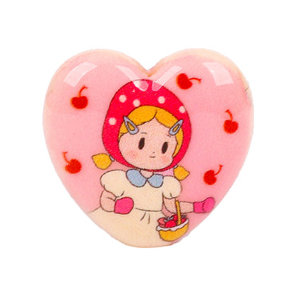 Double-Sided Heart Acrylic Beads 25mm Fairy Tale Girl Pattern 10pcs 5