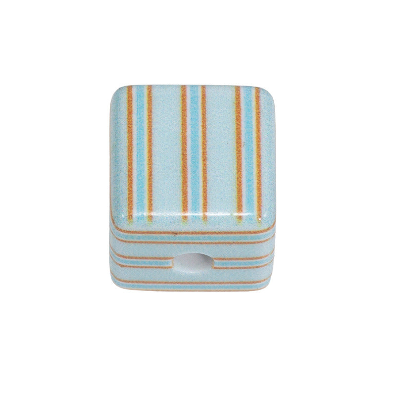Striped Designer M Acrylic Square Beads 14mm 10pcs 12