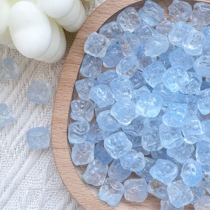 Vintage Lion-Like Glass Beads 12mm Pastel Etched Design 30pcs 11