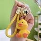 Resin Animal Keychain Pig Duck with Braided Strap and Gold Accents 7