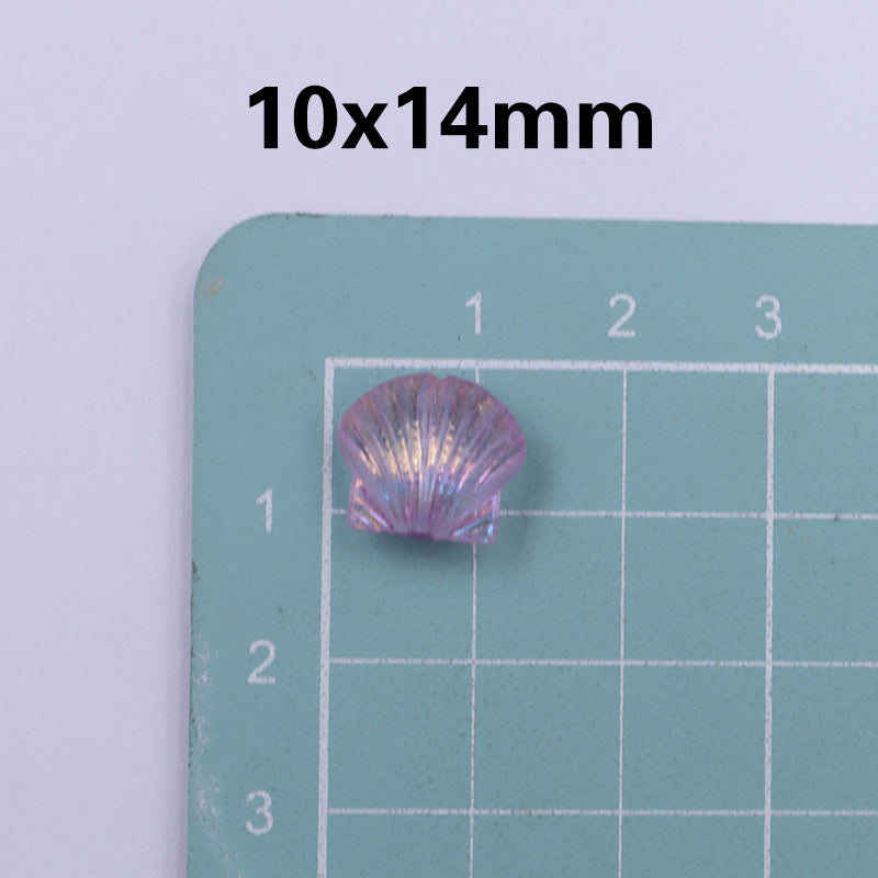 Transparent Shell Resin Beads 14mm Iridescent Multicolor 50pcs 14