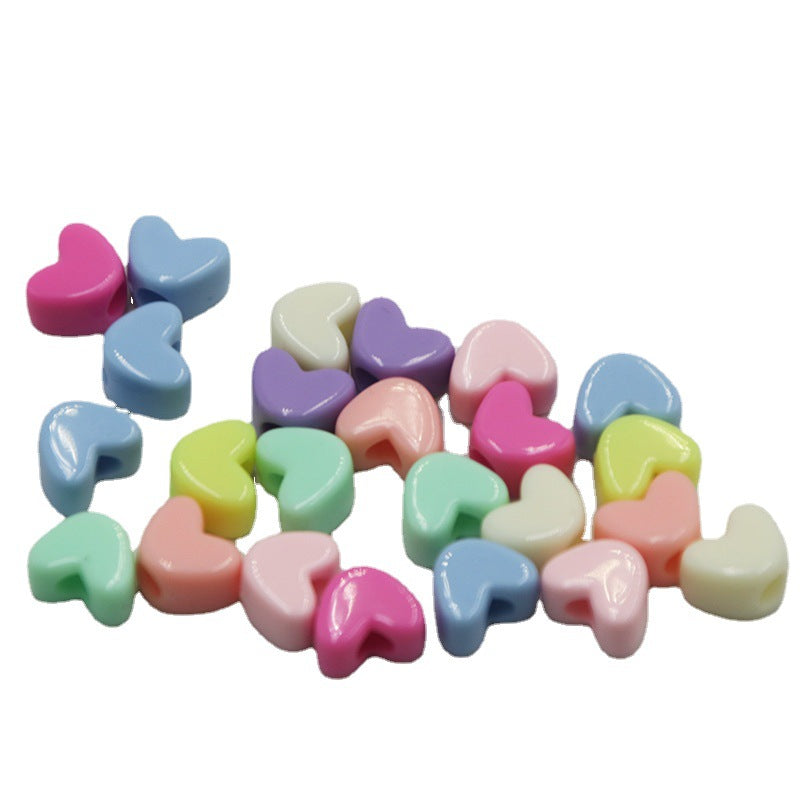 Macaron Colored Heart Acrylic Beads 12mm Large Hole Pastel 100pcs 5