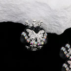 Butterfly Crown Polymer Clay Rhinestone Beads 21mm Round 6pcs 4