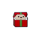 Silicone Focal Beads Christmas Gift Box with Playful Faces 20pcs 6