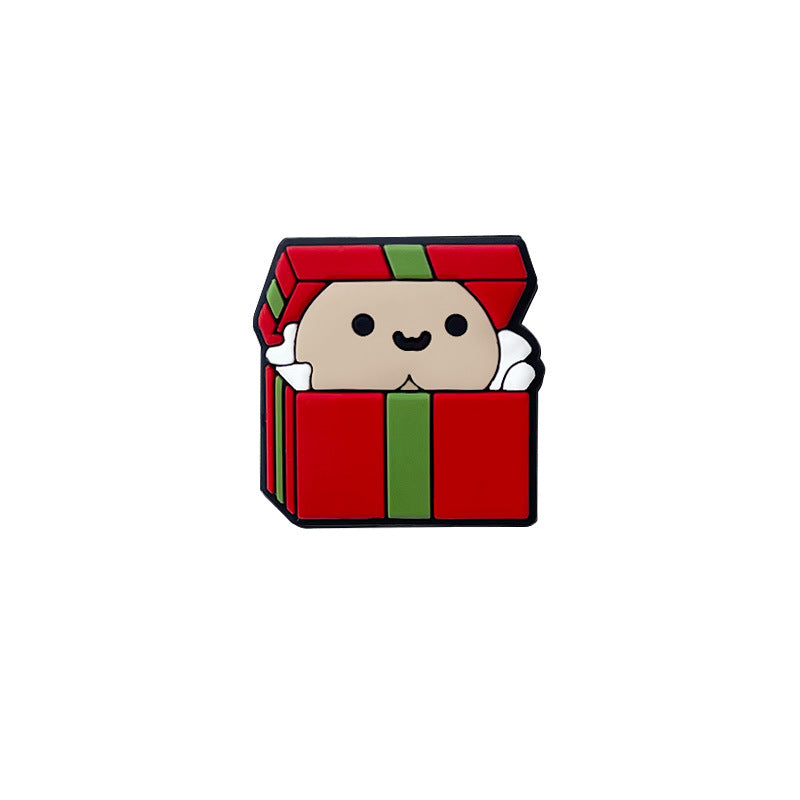 Silicone Focal Beads Christmas Gift Box with Playful Faces 20pcs 6