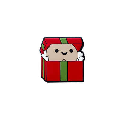 Silicone Focal Beads Christmas Gift Box with Playful Faces 20pcs 6