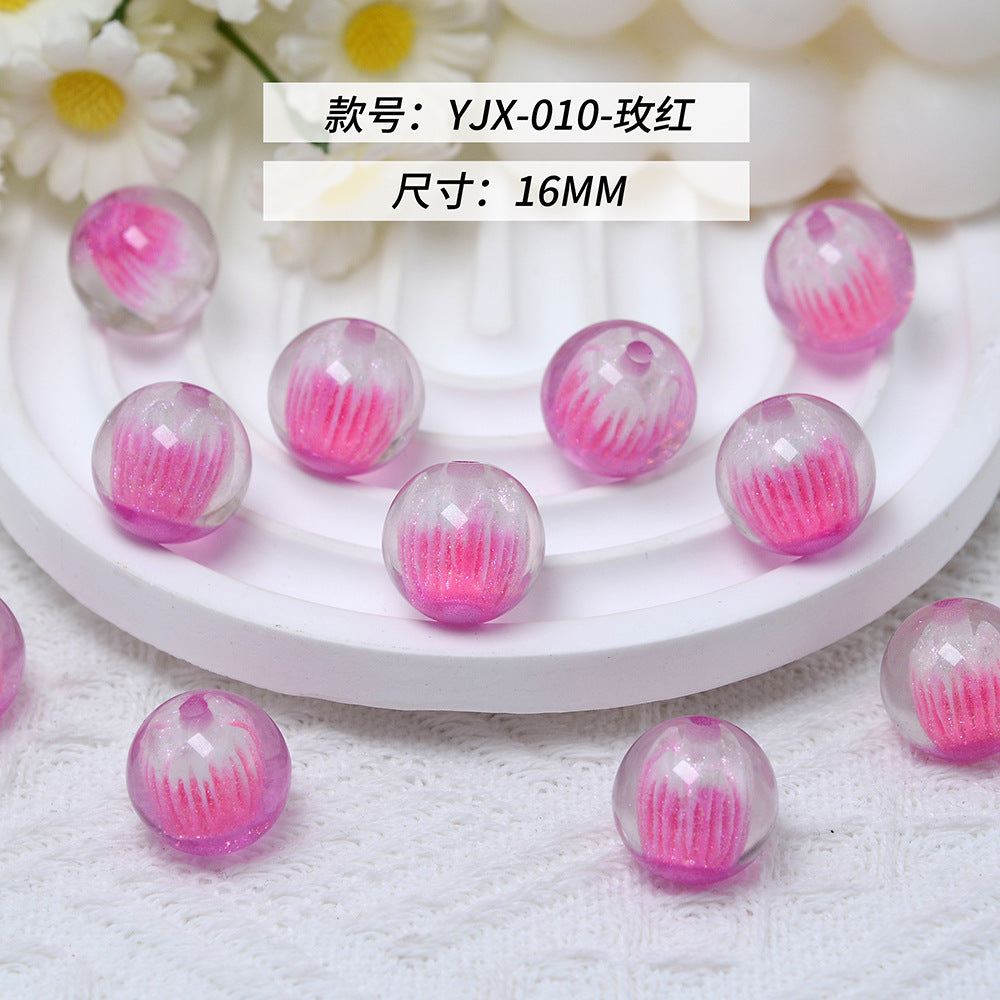 Clear Tulip Resin Beads 16mm Round Translucent Sparkle 10pcs 15