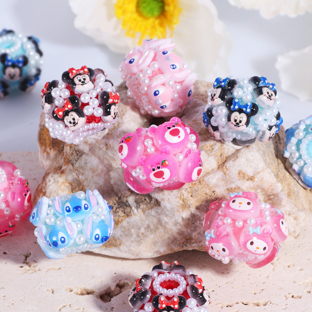 Embellished Barrel Clay Beads 25mm Cartoon Characters 5pcs 2