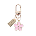 Enamel Metal Daisy Keychain Gold Outline Black White Pink 5