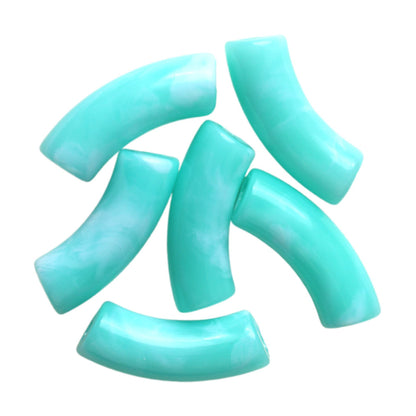 Halo Elbow Tube Acrylic Beads 36mm Glossy Curved Mixed Colors 50pcs 14