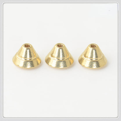 Brass Tower Metal Beads 7mm Double Layer Stepped Finish 100pcs 2