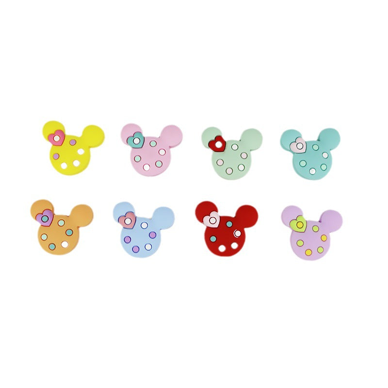 Silicone Focal Beads Mickey Head Polka Dot with Heart Accent 20pcs 2