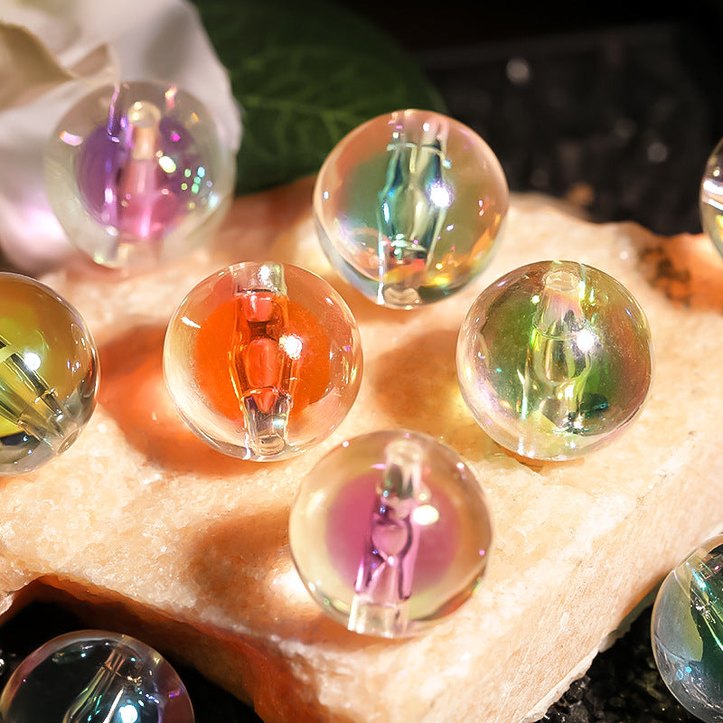 Dyed Core Round Acrylic Beads 15mm Translucent Multicolor 30pcs 3