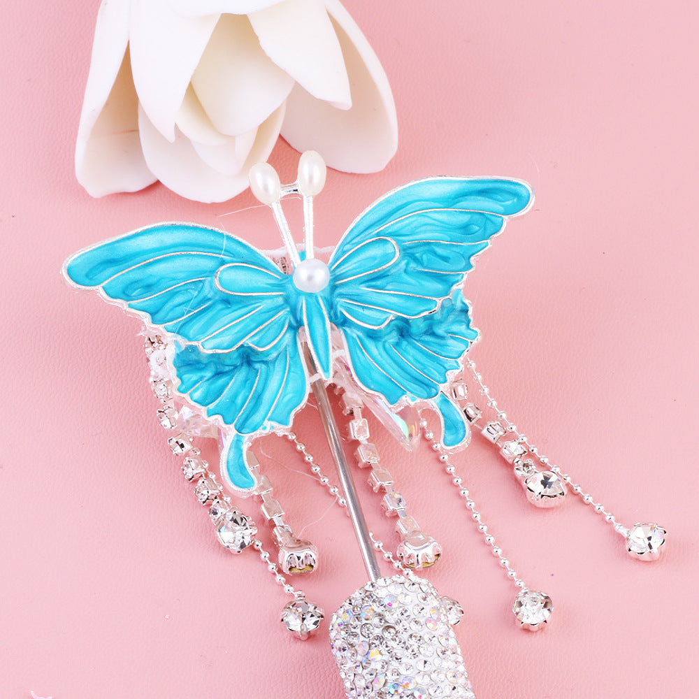 Butterfly Metal Beads 64mm Chunky Tassel Enamel Alloy 3pcs 8