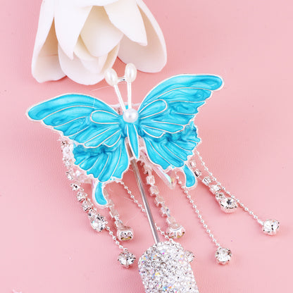 Butterfly Metal Beads 64mm Chunky Tassel Enamel Alloy 3pcs 8