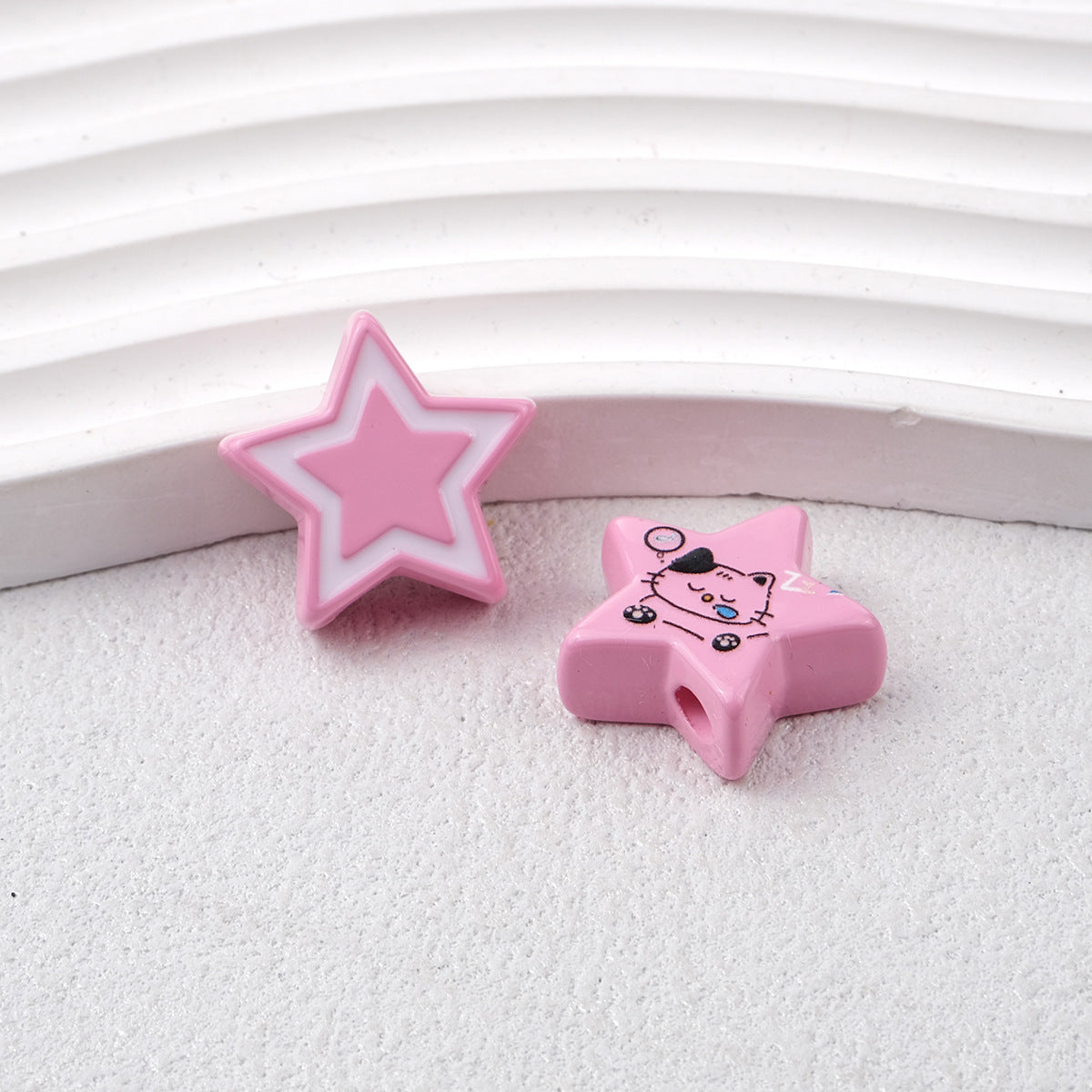 Star Acrylic Beads 22mm Cat Pattern Glossy Colorful 20pcs 10