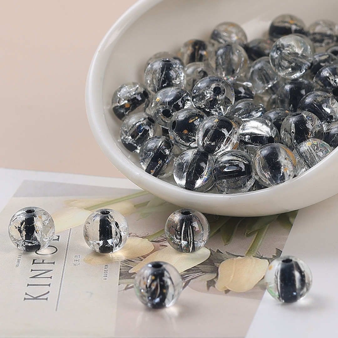 Clear Dyed Core Round Glass Beads 10mm Assorted Colors 40pcs 12