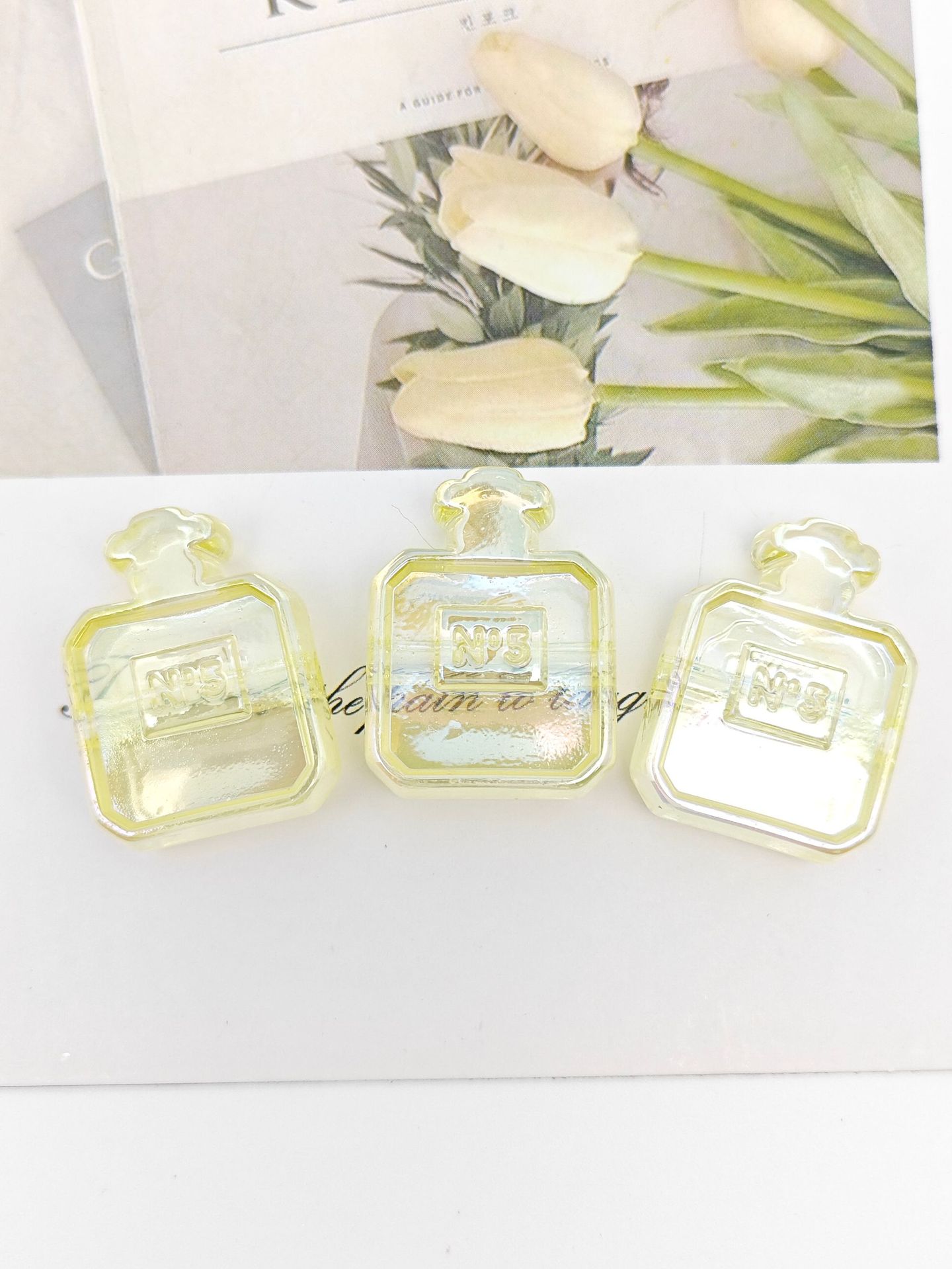 Painted Perfume Bottle Acrylic Beads 29mm Enamel Finish 50pcs 26