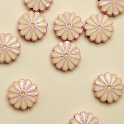 Daisy Metal Beads 13mm Baking Painted Zinc Alloy 20pcs 12