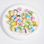 Painted Smiling Face Pencil Head Acrylic Beads 12x20mm Colorful 10pcs