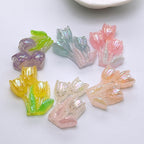 Glow in Dark Tulip Bouquet Resin Beads 37mm Iridescent Pastel 50pcs