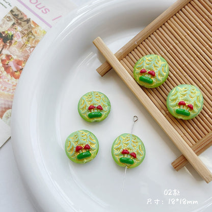 Forest Series Gilded Lampwork Glass Beads Nature Inspired Vintage 10pcs 5