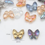 Plating Butterfly Glass Beads 17x10mm Iridescent Detailed Wings 10pcs 3