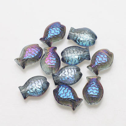 Electroplated Small Fish Glass Beads 10x14mm Translucent 30pcs 9