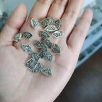 Flat Fan Metal Beads 13mm Vintage Floral Carved Silver Tone 60pcs 2
