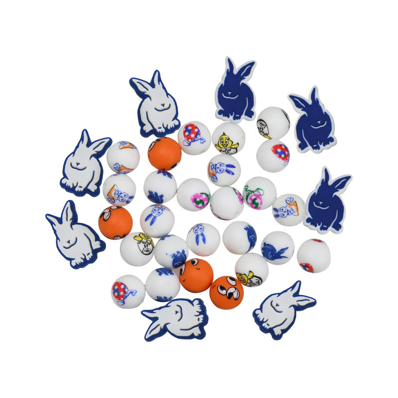 Silicone Focal Beads Easter Bunny Egg Chicken Round 20pcs 5