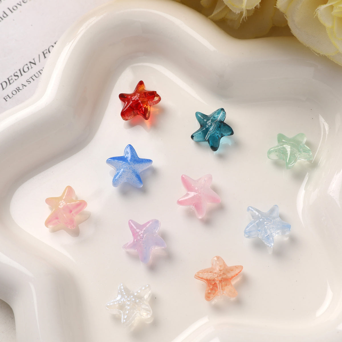 Lampwork Glass Beads Irregular Starfish 15mm Translucent Colors 20pcs 2