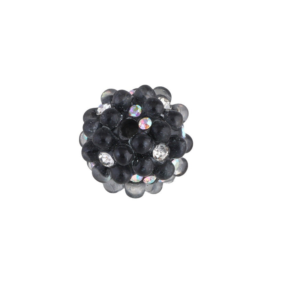 Flower Pattern Rhinestone Bubblegum Beads 15mm Polymer Clay 10pcs 5