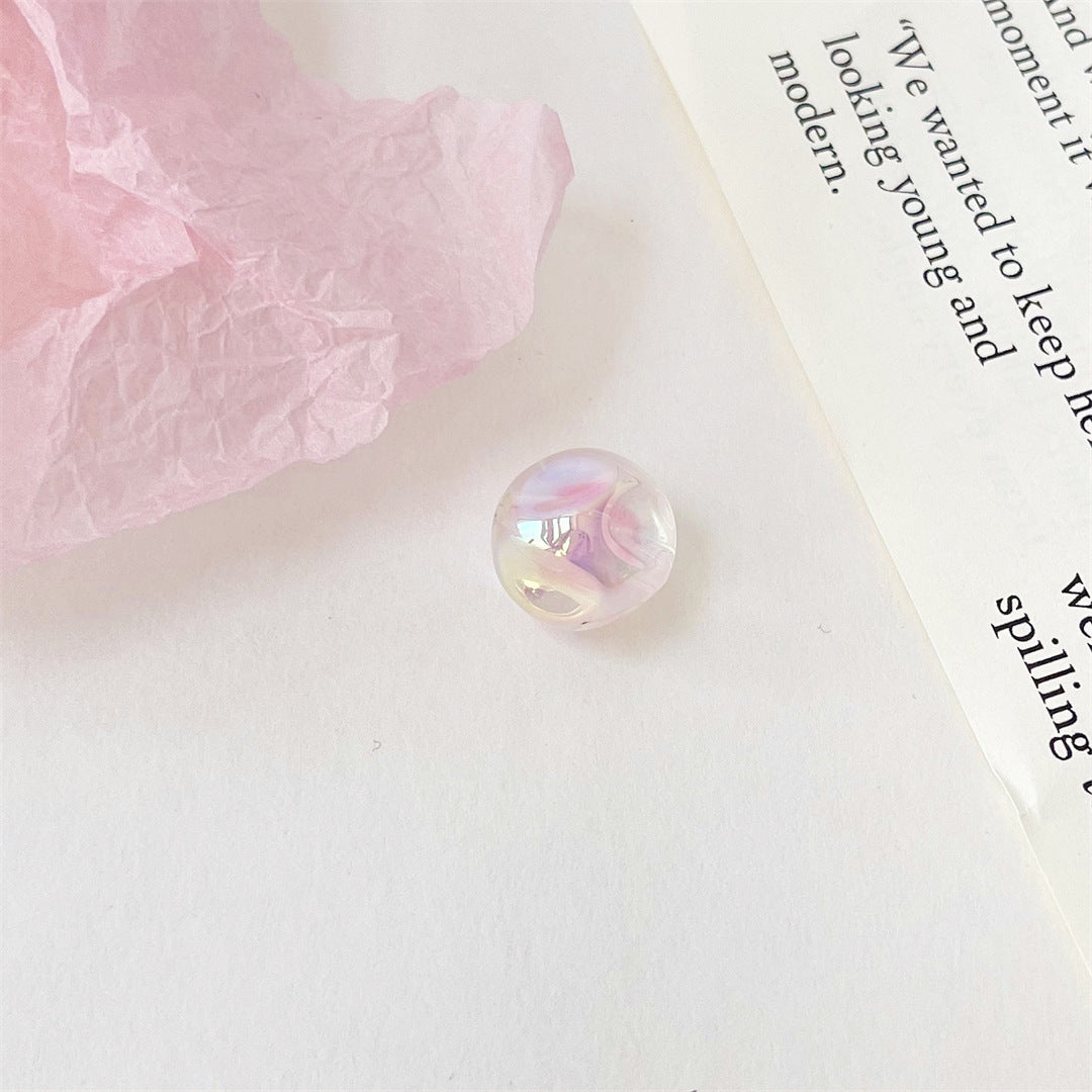 Glow Plating Round Acrylic Beads 15mm Double Color Meteorite 100pcs 8
