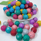 Glitter Round Acrylic Beads 16mm Colorful Powder Wrapped 50pcs 3