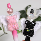 Winged Little Bear Rhinestone Beads 25x41mm Sparkling Lace Wings 5pcs 3