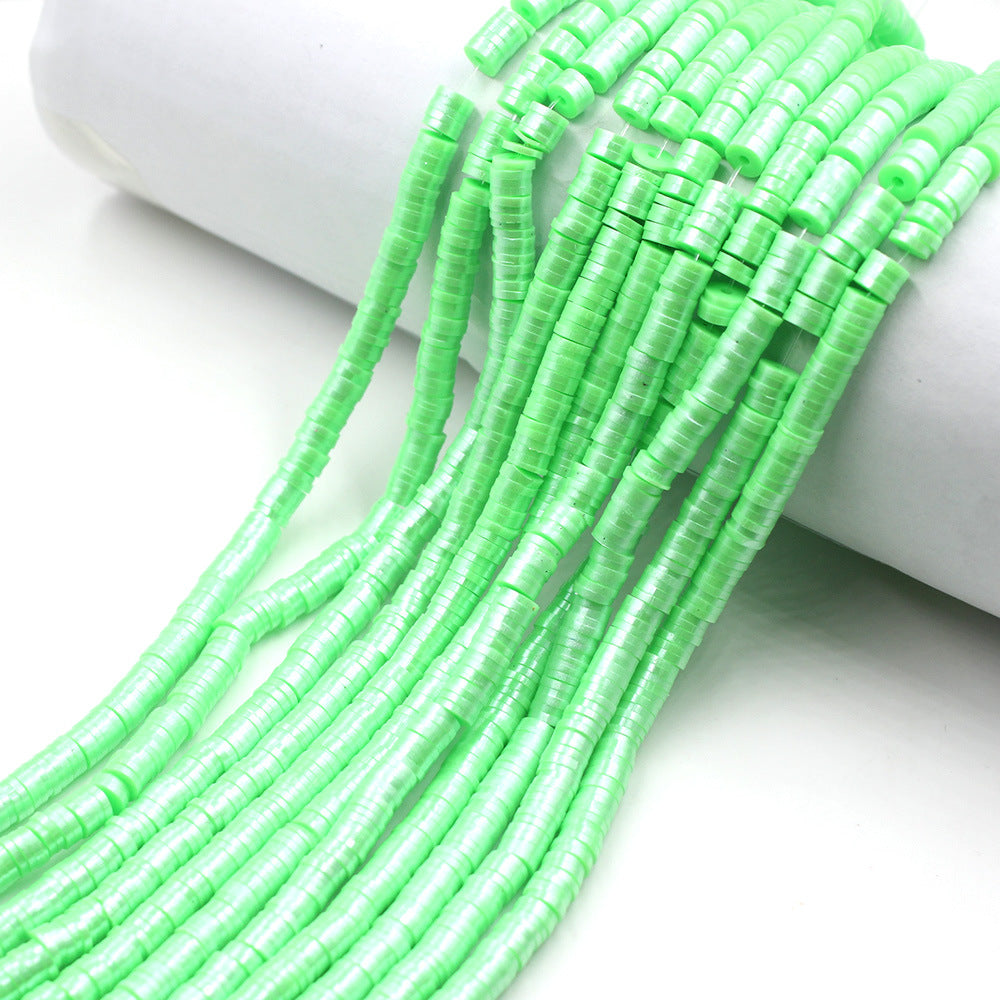 Pearly Lustre Flat Disc Clay Beads 6mm Colorful Pastel 10strands 8