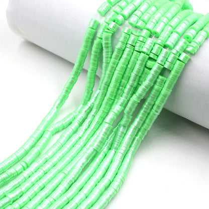 Pearly Lustre Flat Disc Clay Beads 6mm Colorful Pastel 10strands 8